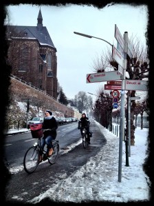 On the bike & bundled up