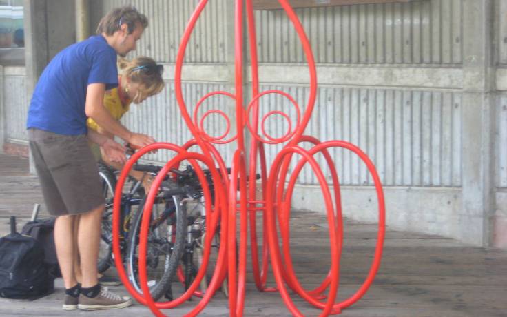 Funky bike parking for the city's growing cyclist population (downtown waterfront)