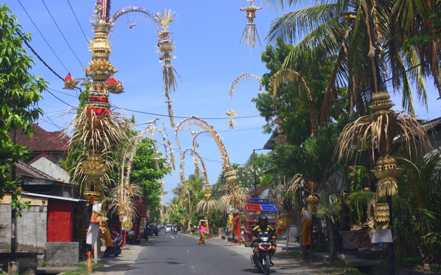 In the villages of Bali, roads are narrow... but still cars, oversized tourist buses and motorcycles race down them, daring to take over the other given the chance